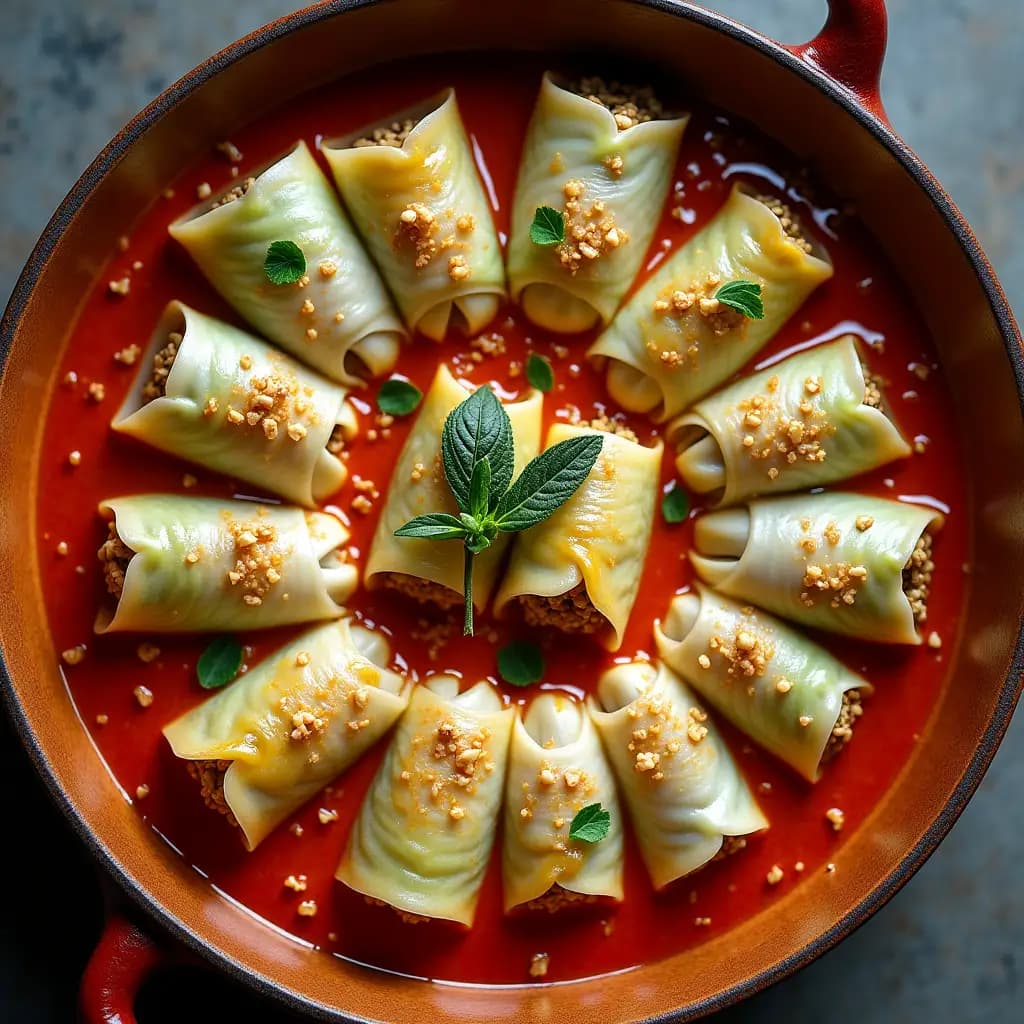 Vegane Kohlrouladen mit Walnüssen und Buchweizen