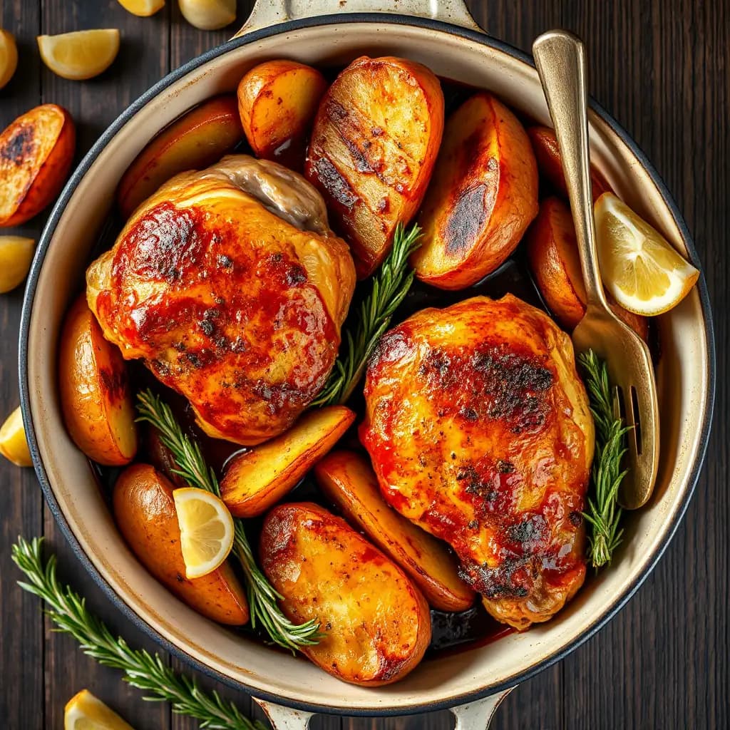 Poulet au four au citron et pommes de terre
