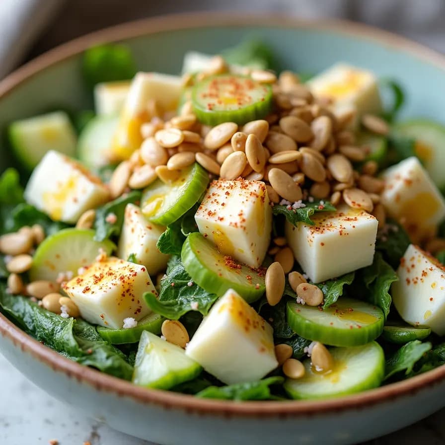 Ensalada de Bledo con Ciruelas y Semillas de Calabaza