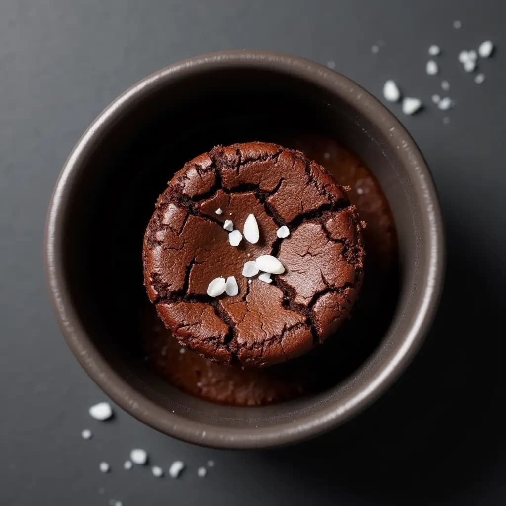 Proteinreiches Brownie mit dunkler Schokolade aus der Mikrowelle