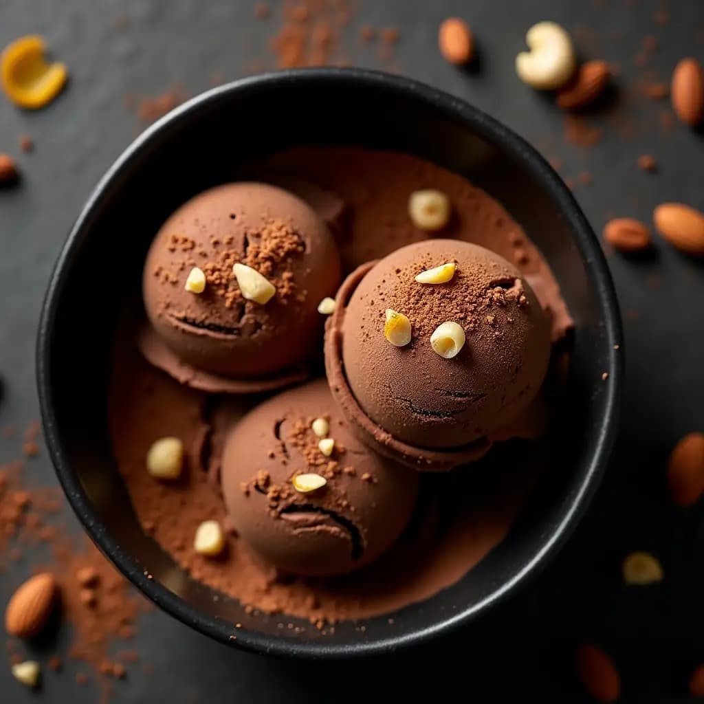 Cocoa Ice Cream with Nuts