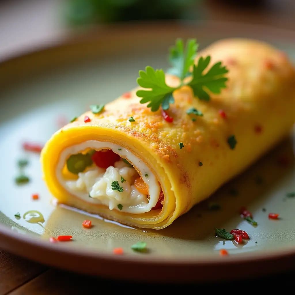 Gericht Roulade-Omelett mit Gemüse und Quark