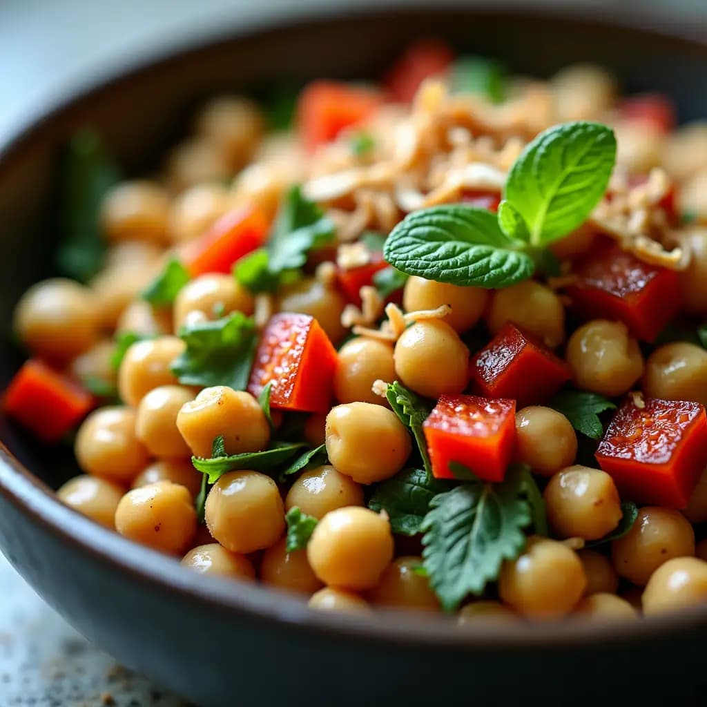 Salade aux pois chiches et aux amandes