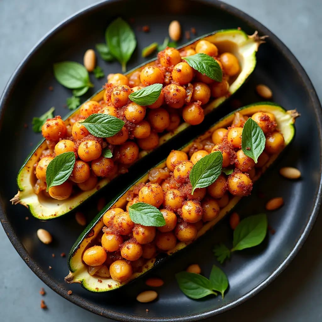 Ofen-Zucchini mit Kichererbsen