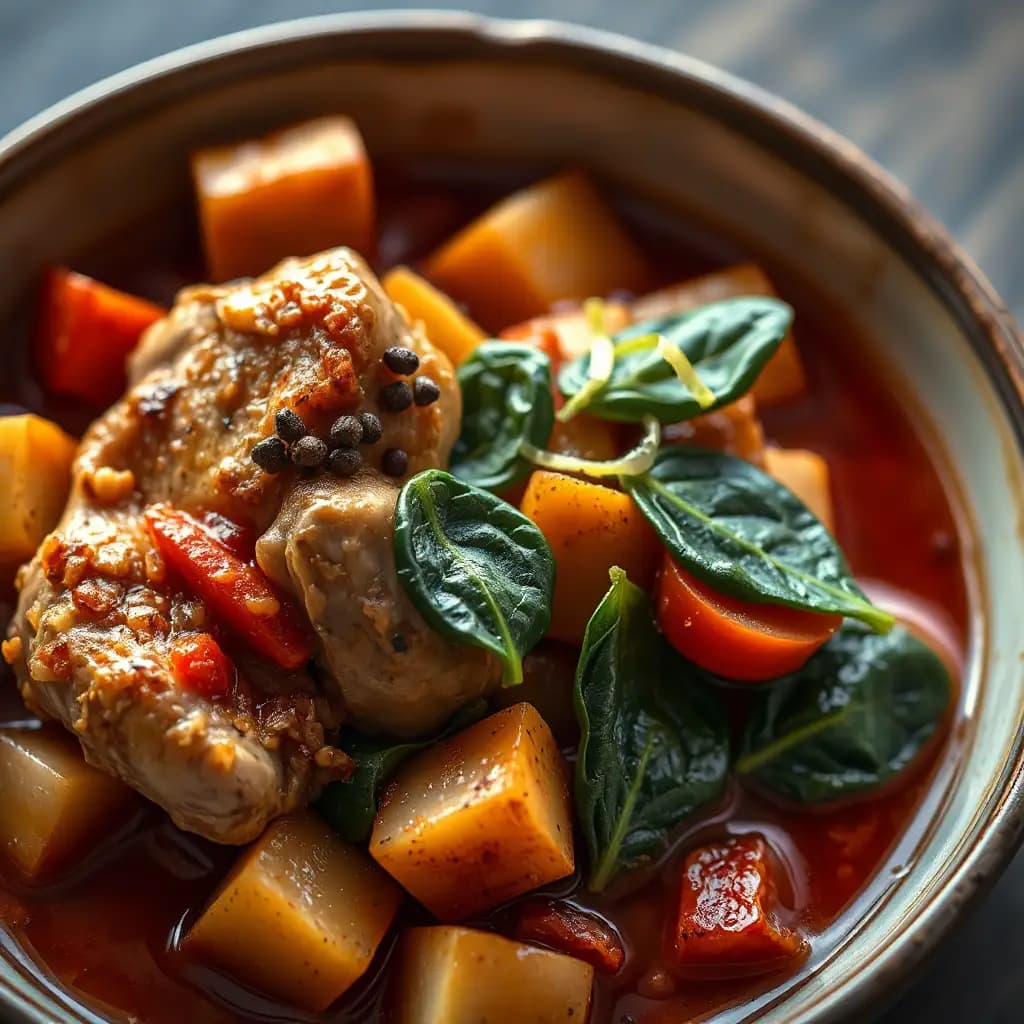 Ragoût de poulet aux légumes mélangés