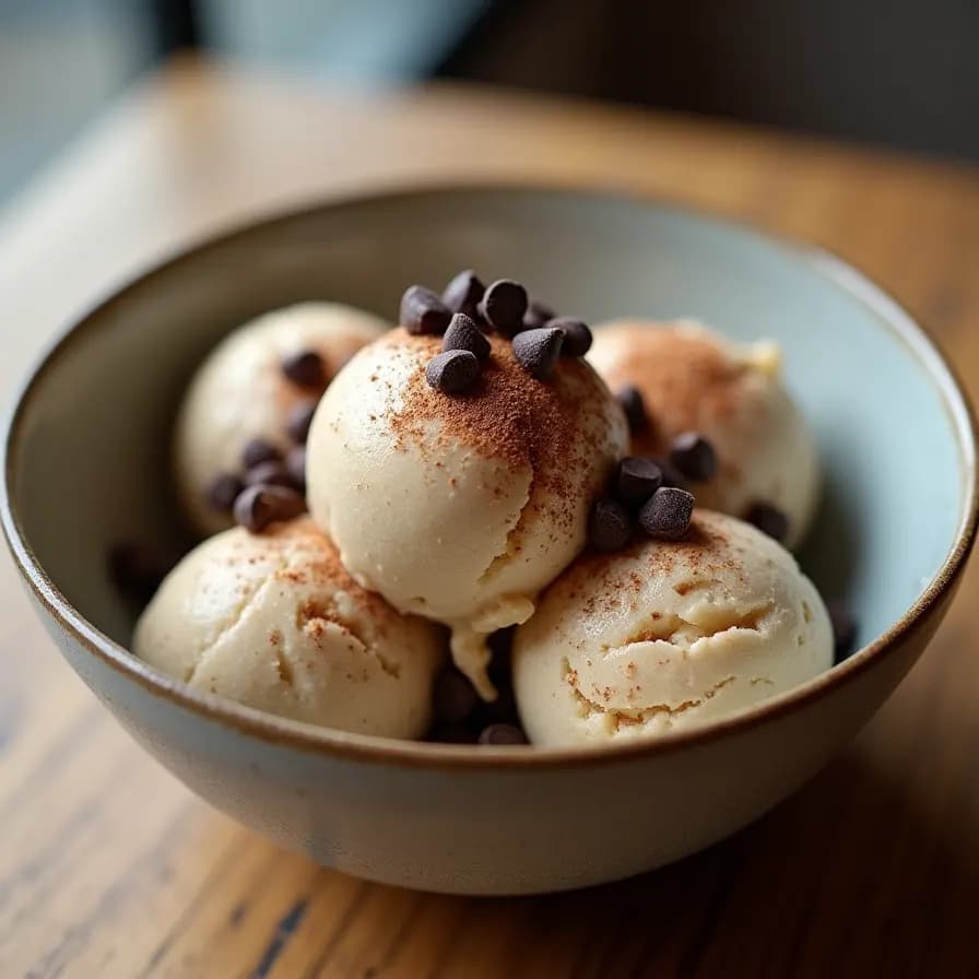 Hausgemachtes Eis mit Banane und Schokolade