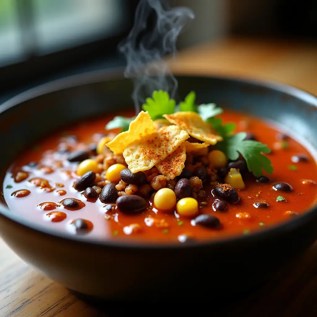 Plato de Sopa de Tacos Vegana