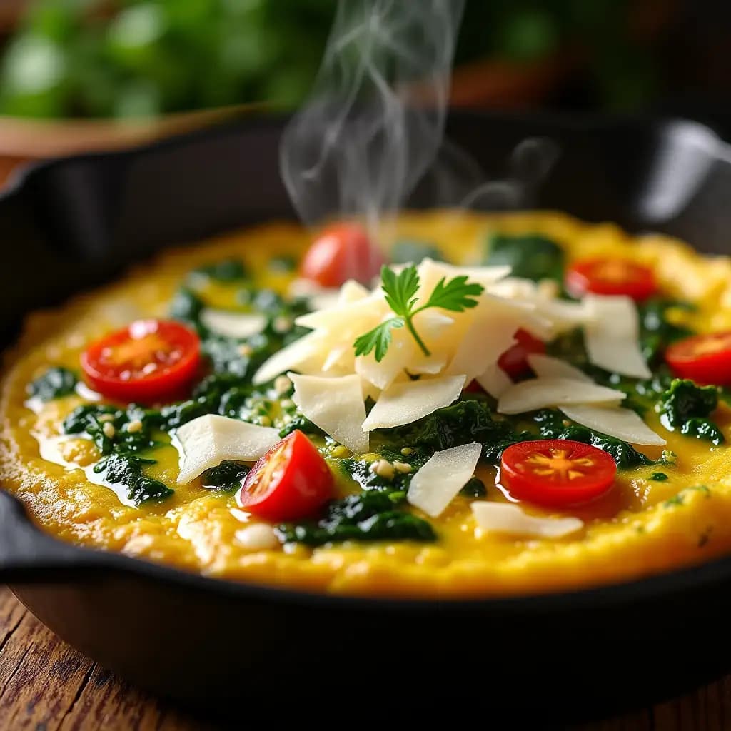 Omelette italienne aux épinards et tomates