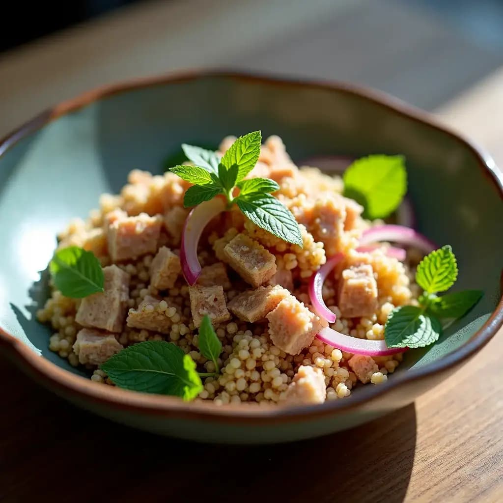 Salade de quinoa au thon enrichie de touches aromatiques