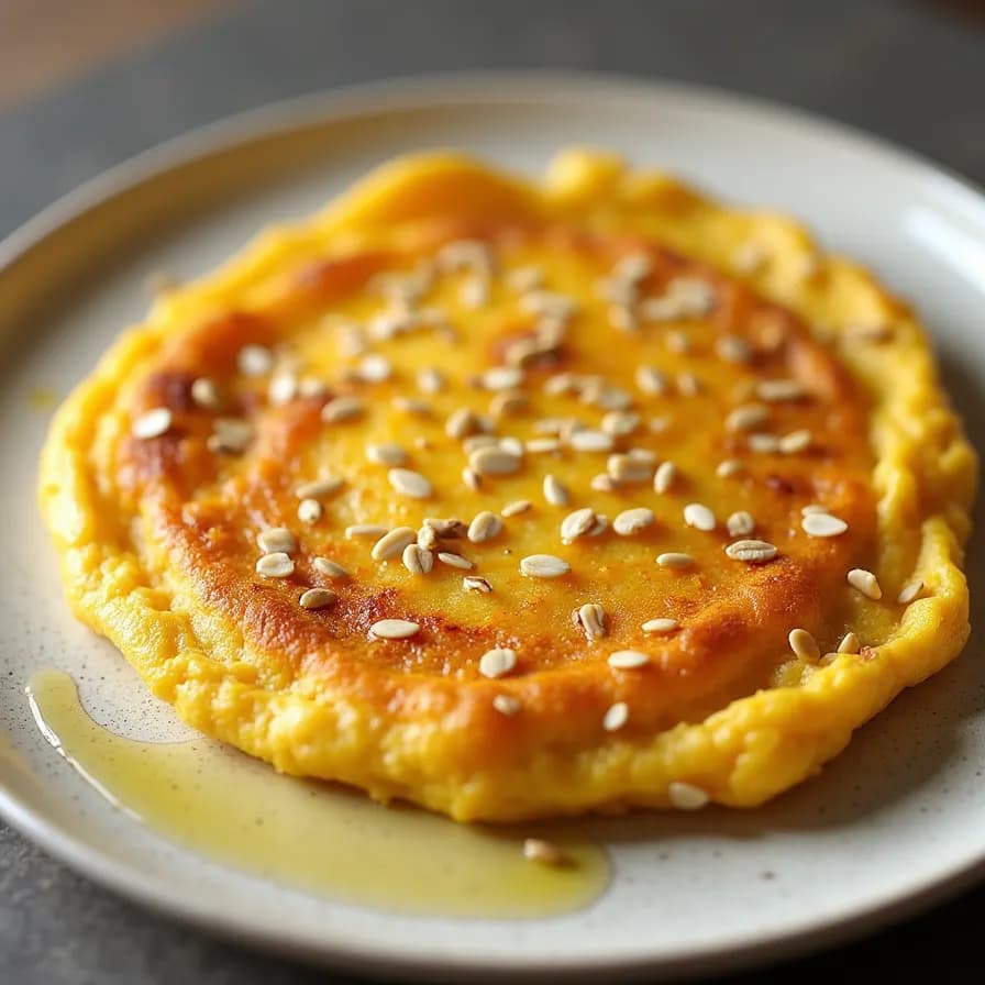 Omelette aux flocons d'avoine, gingembre et sésame