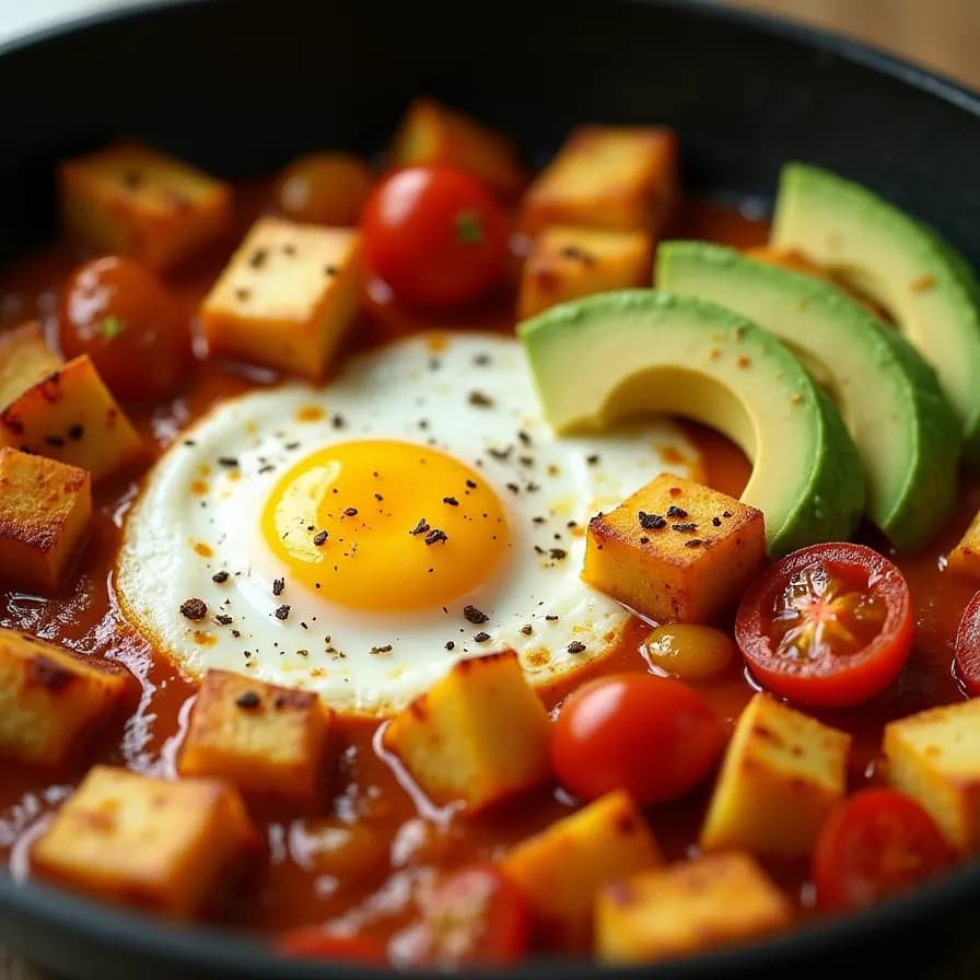 Eier mit Halloumi-Käse und Kartoffeln