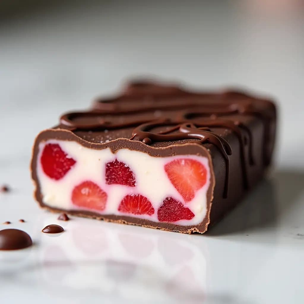 Barra de chocolate con yogur y fresas