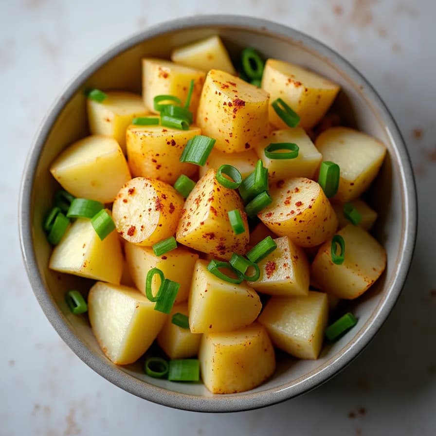 Салат из картофеля с яблоком и горчичным соусом