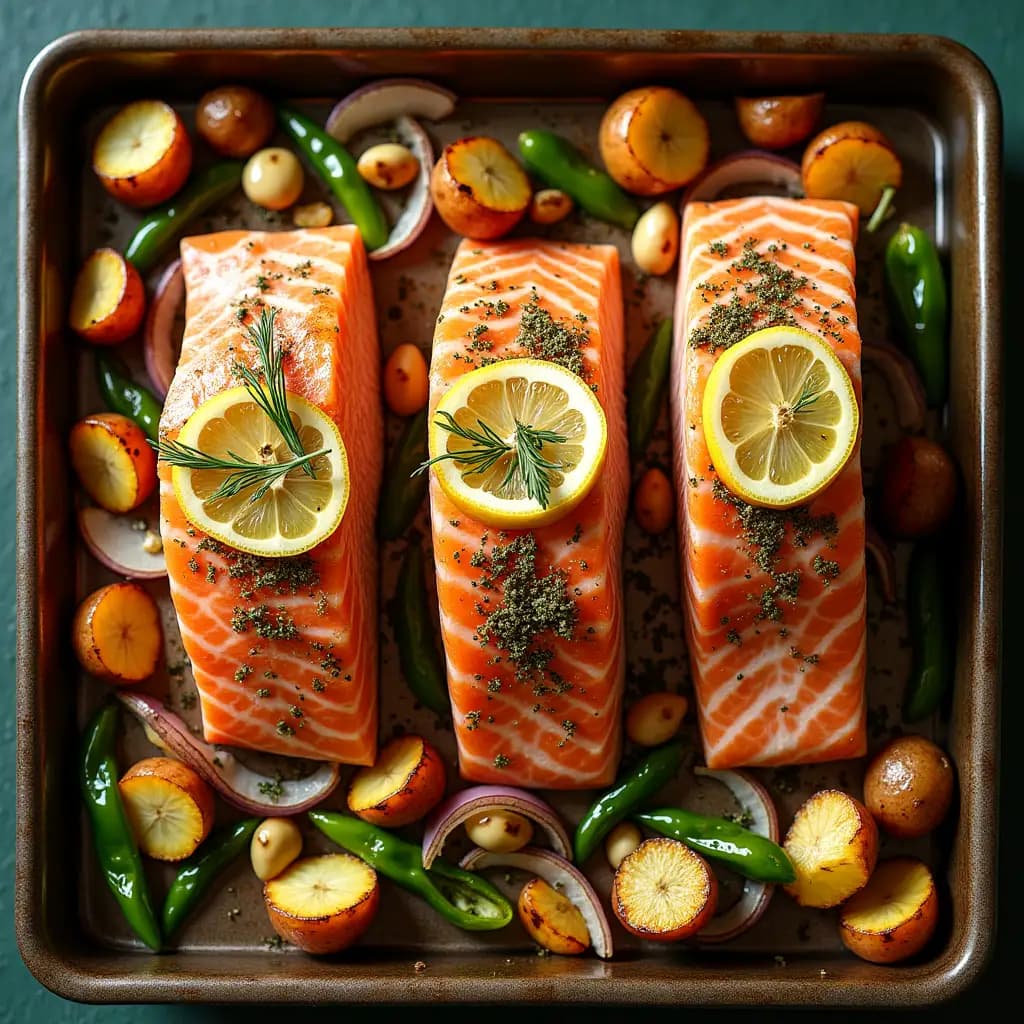 Salmón al horno con verduras