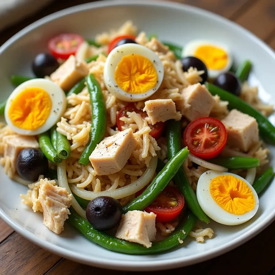 Ensalada de dieta con pollo y judías verdes