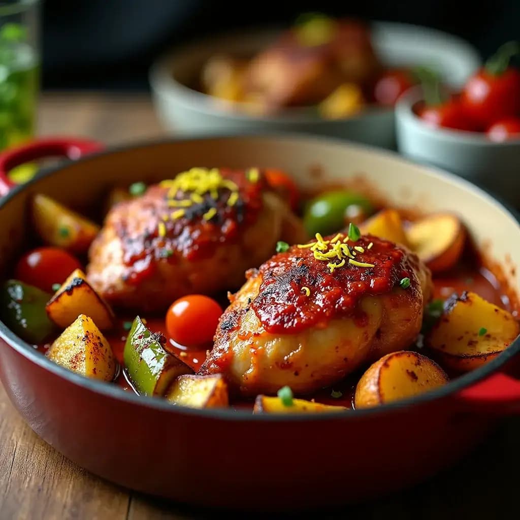 Poulet et Pommes de Terre au Four avec Sauce