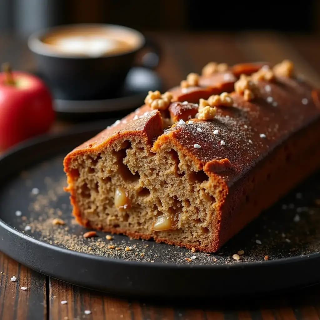 Gâteau raffiné aux pommes et au café sans sucre, préparé avec des saveurs naturelles et une touche gourmande
