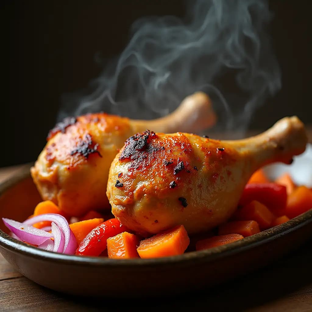 Cuisses de poulet aux légumes au four