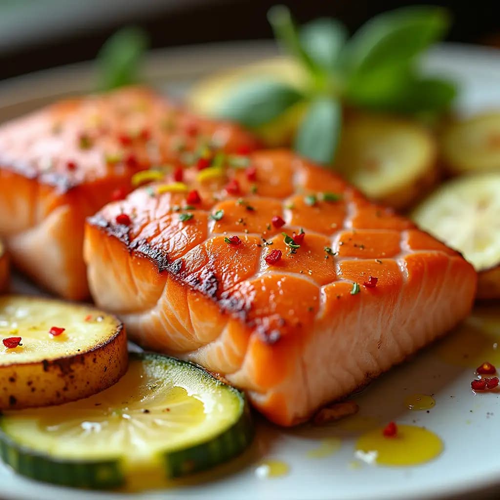 Baked Salmon and Vegetable Plate