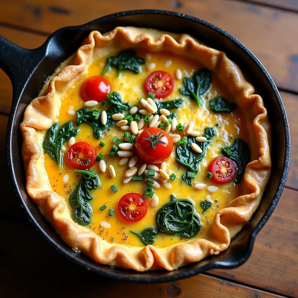 Quiche de Queso y Espinacas con Base de Tortilla