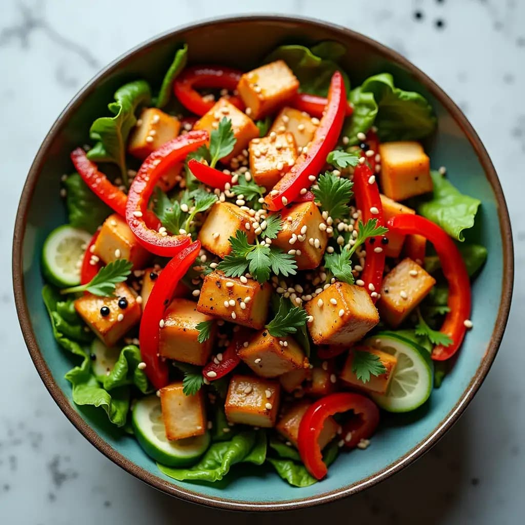 Source de protéines aux saveurs d'Asie : Salade rassasiante au poulet, miel et gingembre