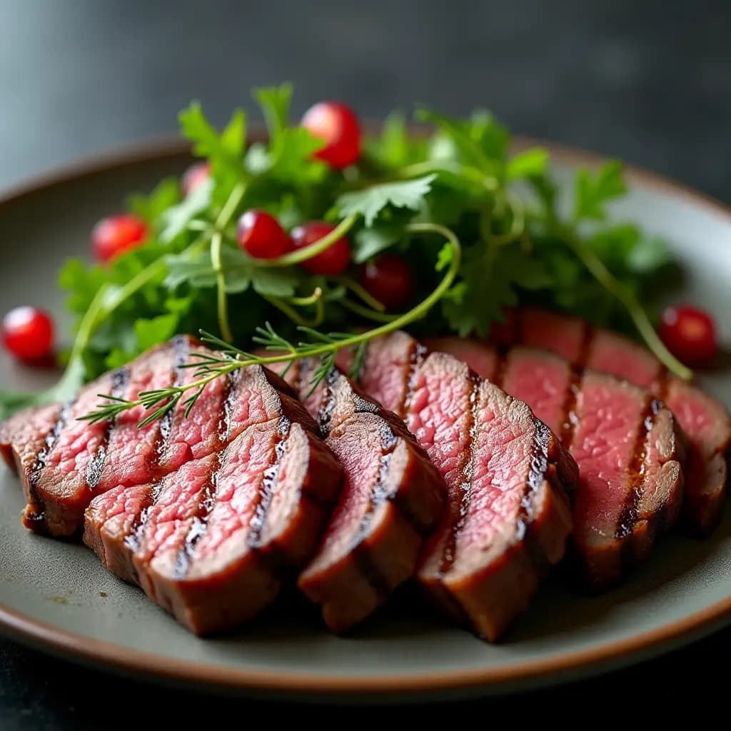 Carne Roja a la Parrilla y Ensalada Verde Refrescante