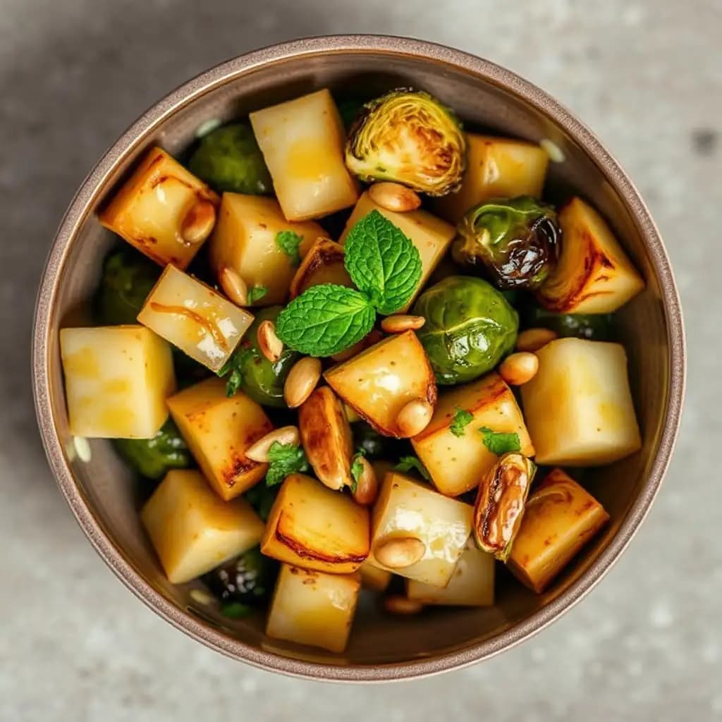 Oven-Roasted Celery and Brussels Sprouts with Olive Oil