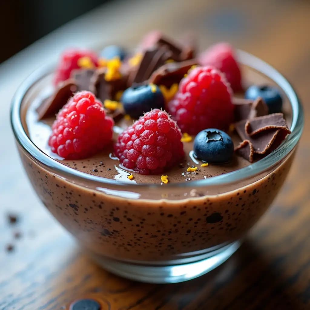 Pudin de Chía con Chocolate y Frutas