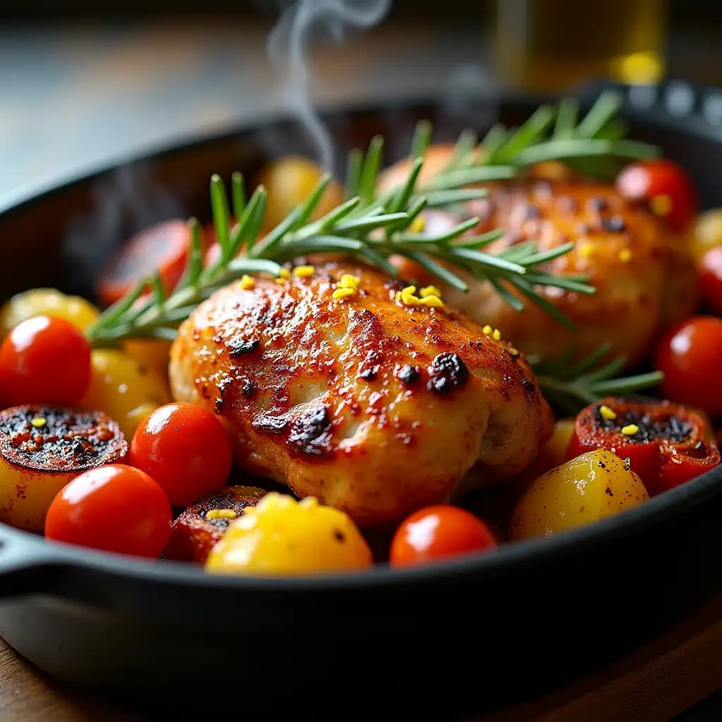 Cuisses de poulet aux légumes au four