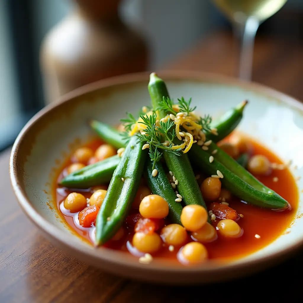 Okra with Chickpeas in Olive Oil