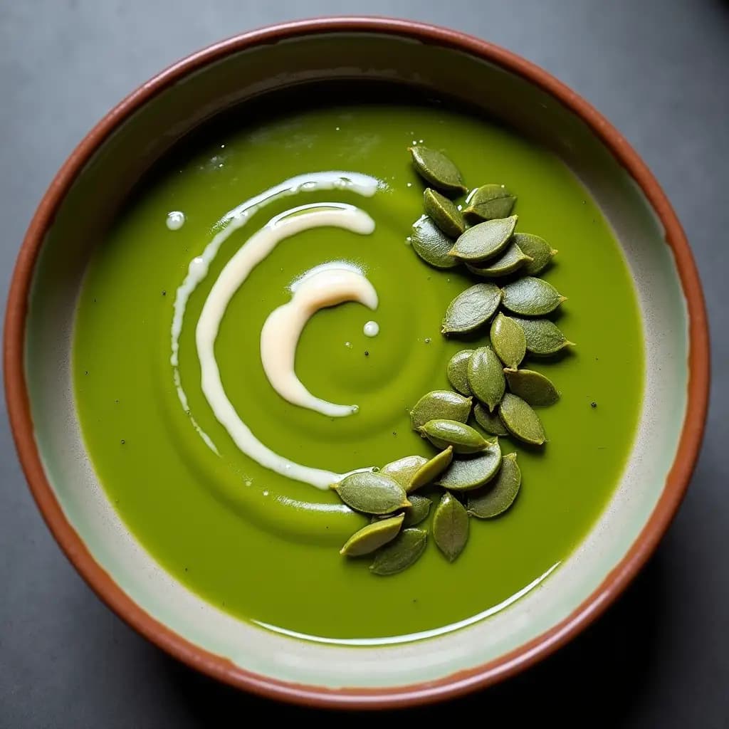 Plato de Sopa de calabacín con lentejas verdes