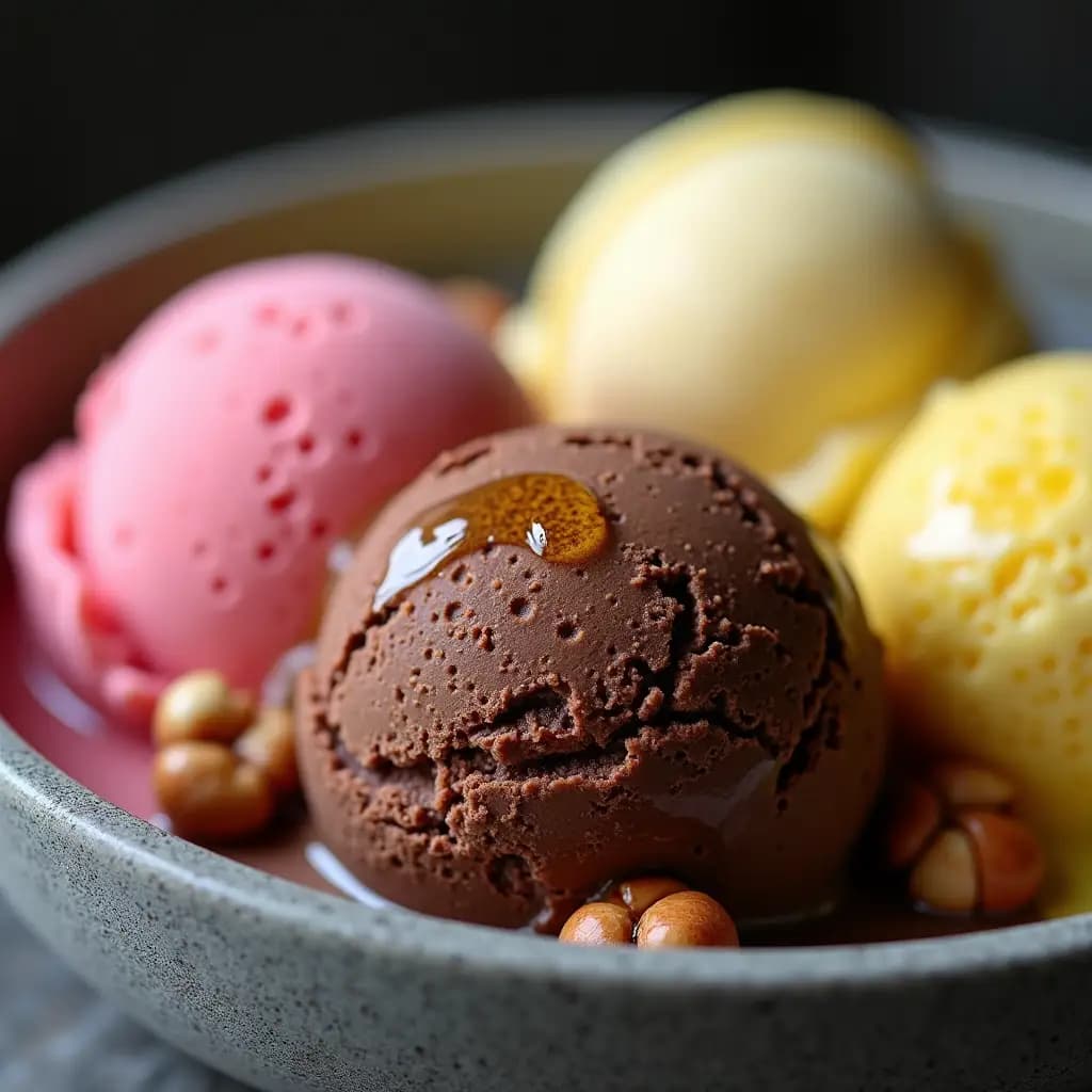 Hausgemachte Sorten von raffiniertem Eis ohne Zucker