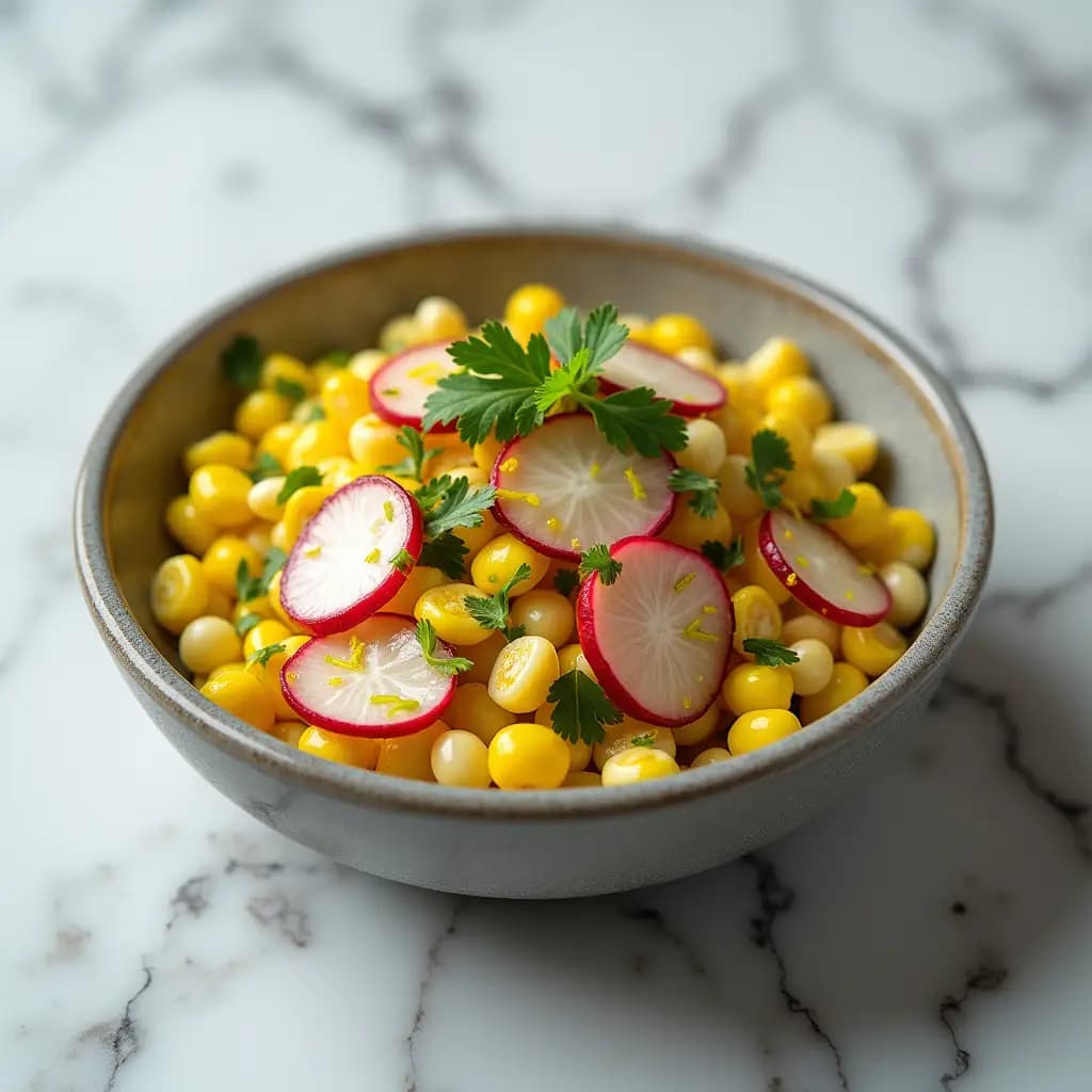 Plato de Ensalada de Maíz y Rábano