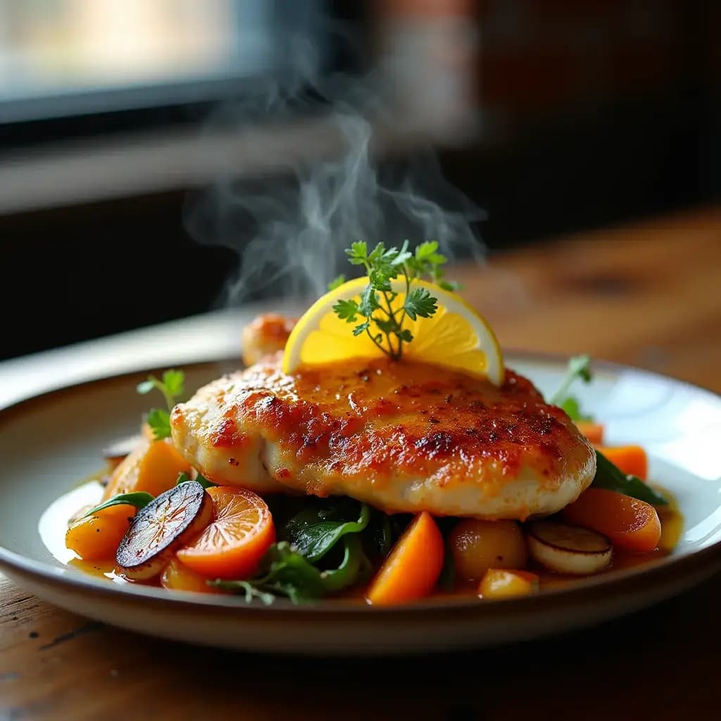 Roasted Crispy Chicken and Vegetables with a Citrus Touch