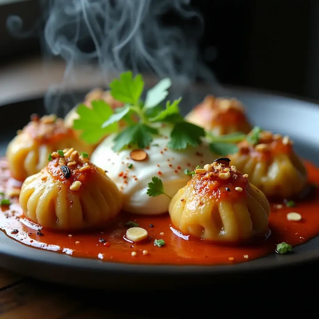 Healthy Fake Manti with Red Lentils and Roasted Almonds