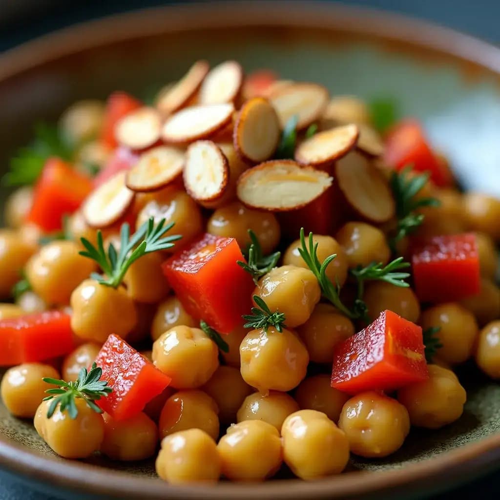 Ensalada Fit con Garbanzos, Almendras y un Toque de Tahini
