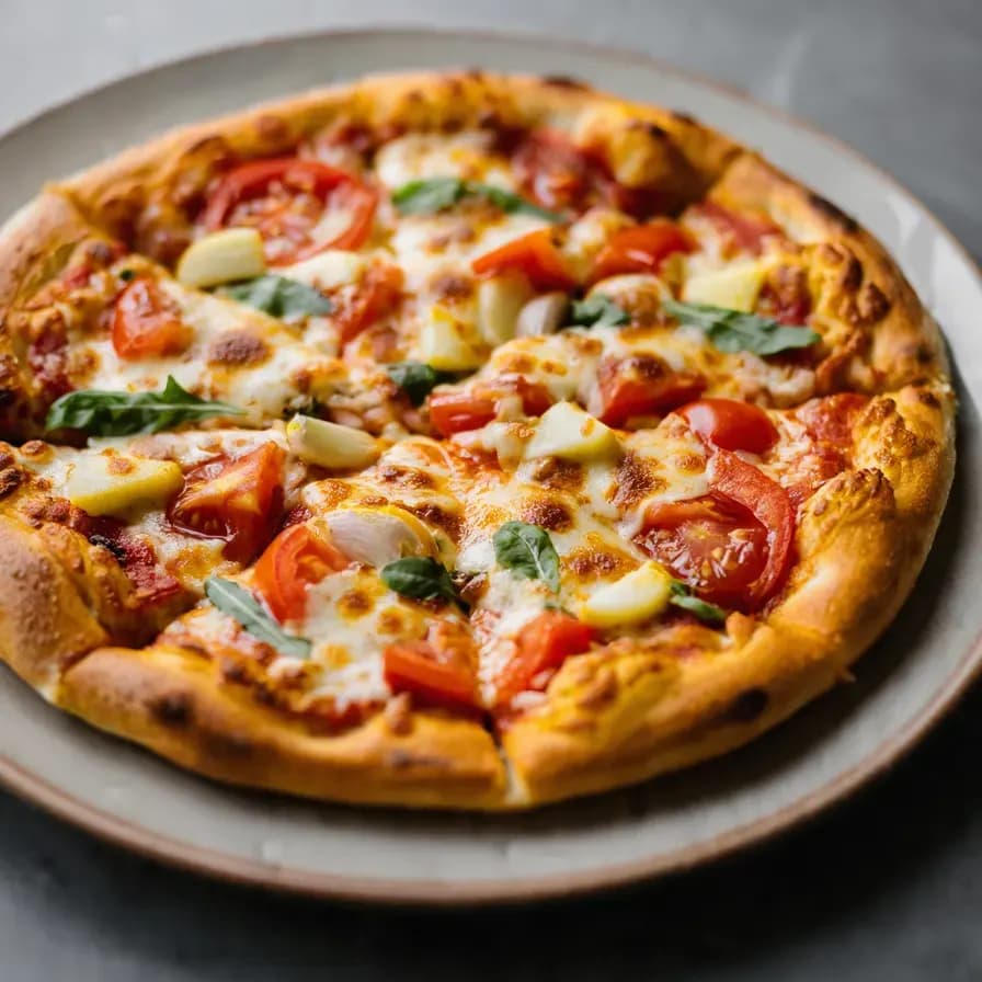 Plato de Glutensiz Karnabahar Tabanlı Pizza