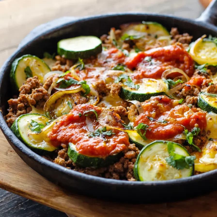 Calabacines en barca con carne picada al horno
