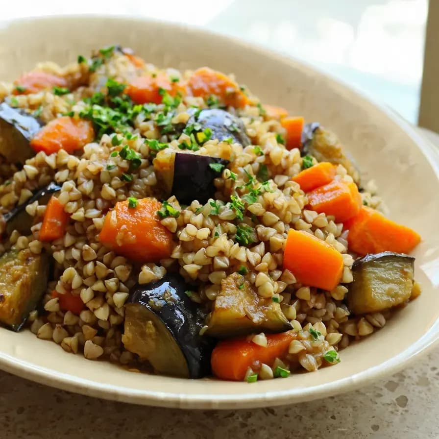 Patlıcanlı Karabuğday Pilavı