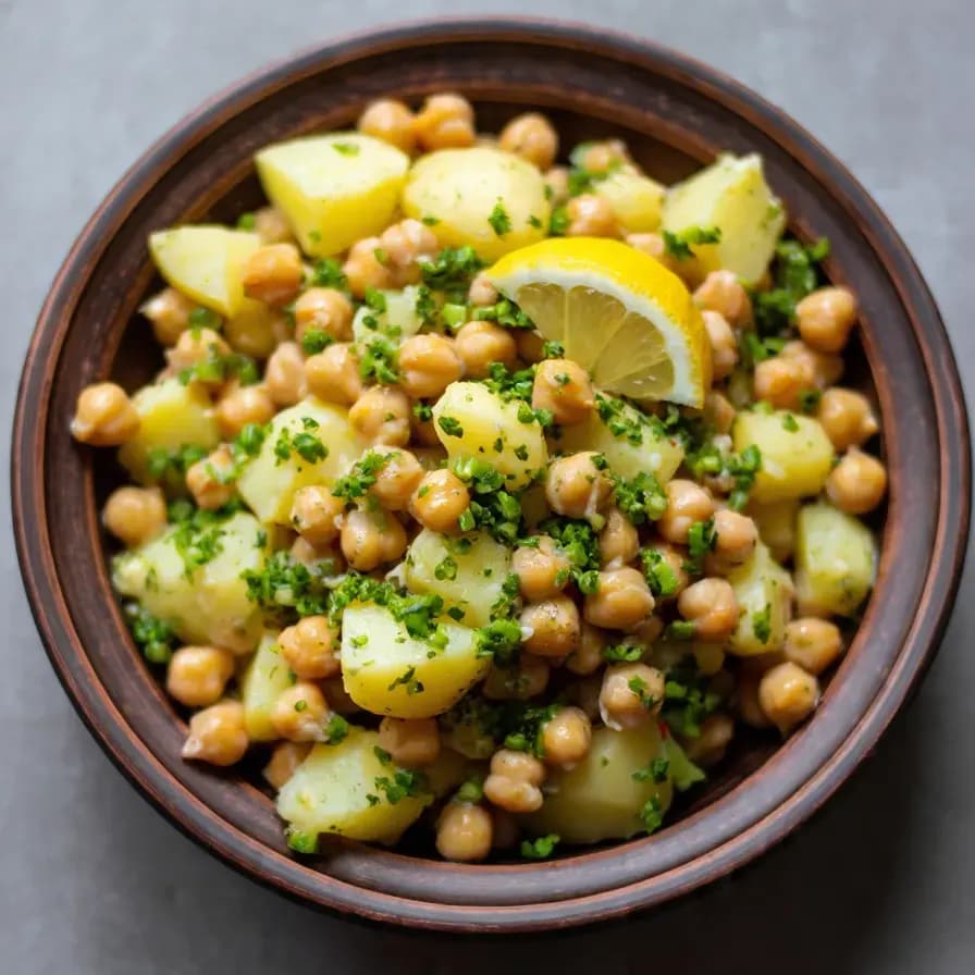 Gericht Fırınlanmış Nohutlu Patates Salatası