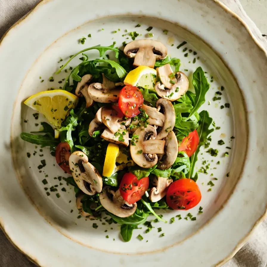 Gericht Vegan Mantar ve Limon Soslu Salata