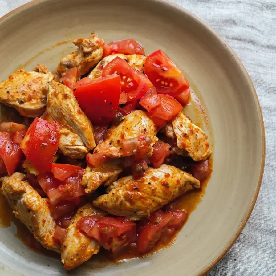 Poulet sans graisse aux tomates