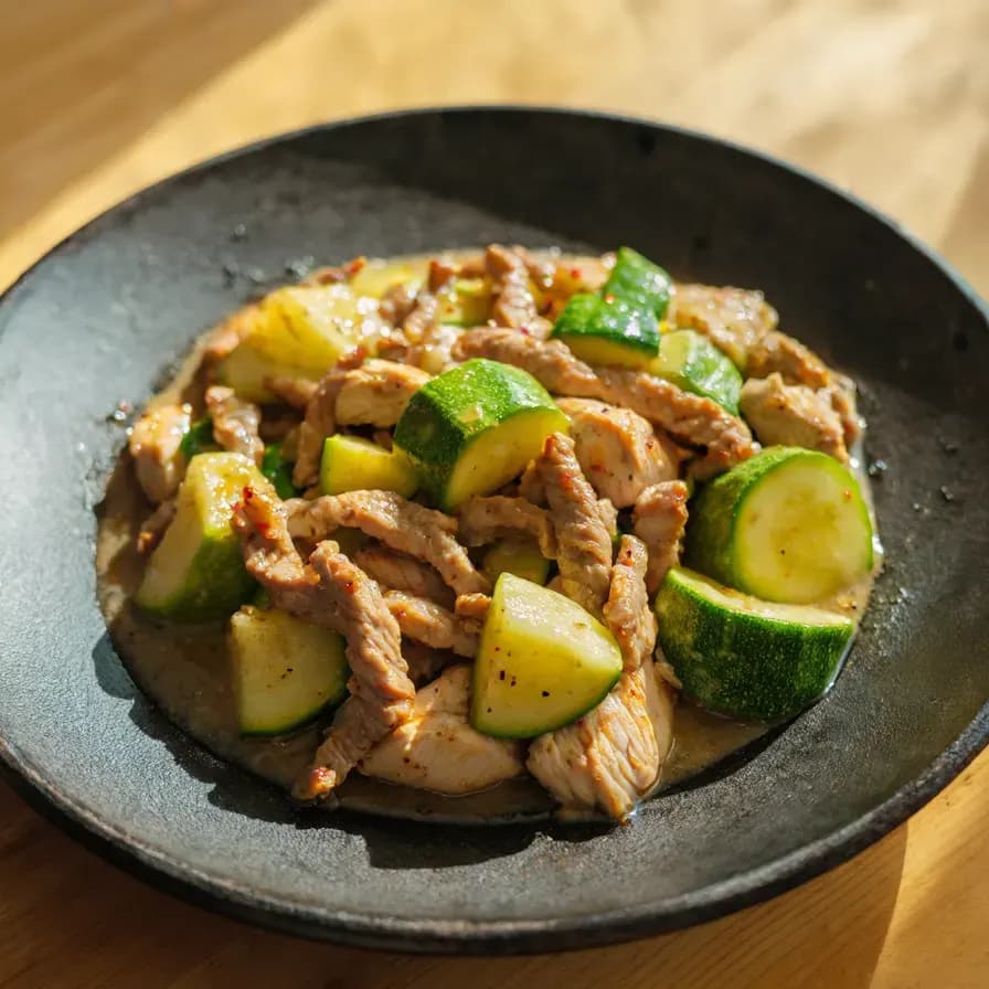 Sauté de poulet et courgettes