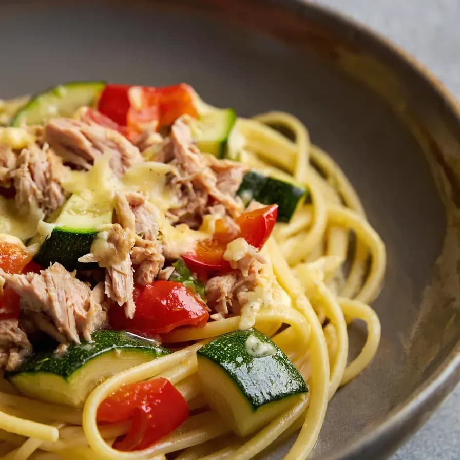 Pasta mit Thunfisch und Gemüse aus dem Ofen