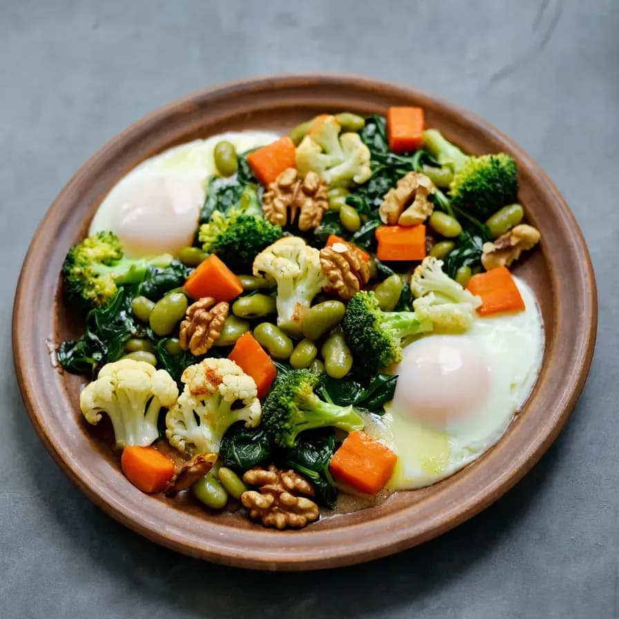 Œufs aux légumes à l'huile de coco