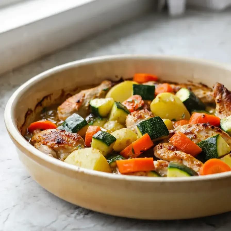 Hähnchen mit würzigem Gemüse aus dem Ofen