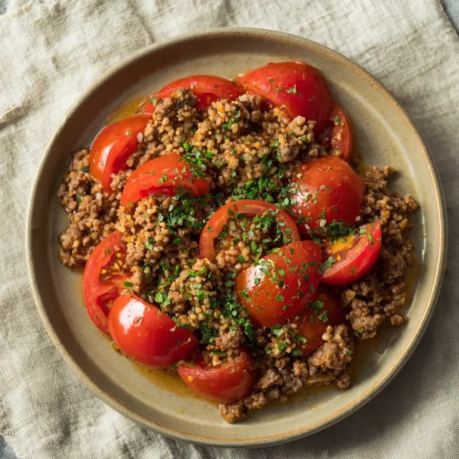 Stuffed Tomatoes with Bulgur dish