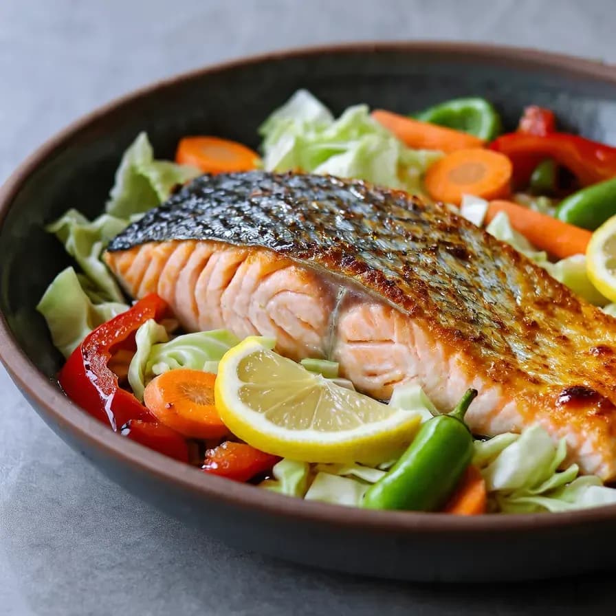 Salmón con Verduras al Horno