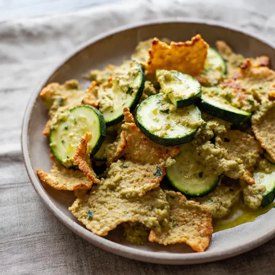 Gericht Ketogene Hummus und Zucchini-Chips