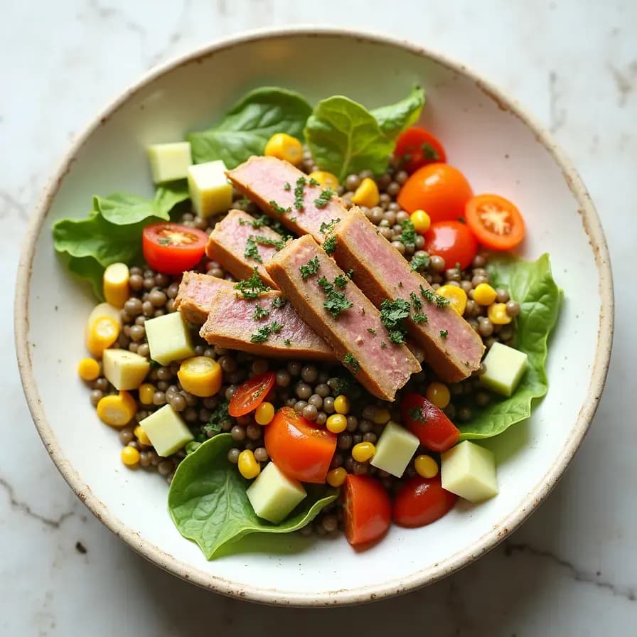 Salat mit Thunfisch und grüner Linse
